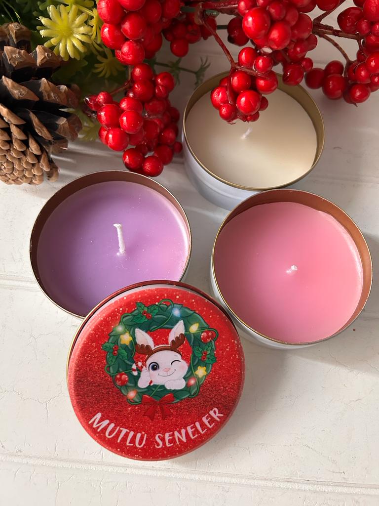 Yılbaşı-Noel-Yeni Yıl Mumlu  Mini Metal Kutu