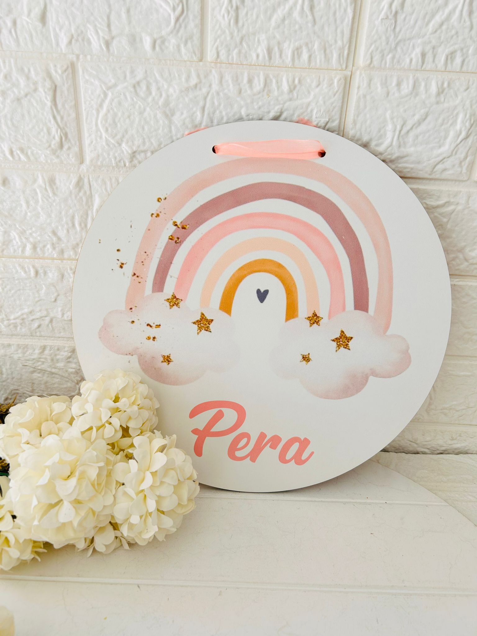 38 cm Ahşap Kapı Süsü-Gökkuşağı