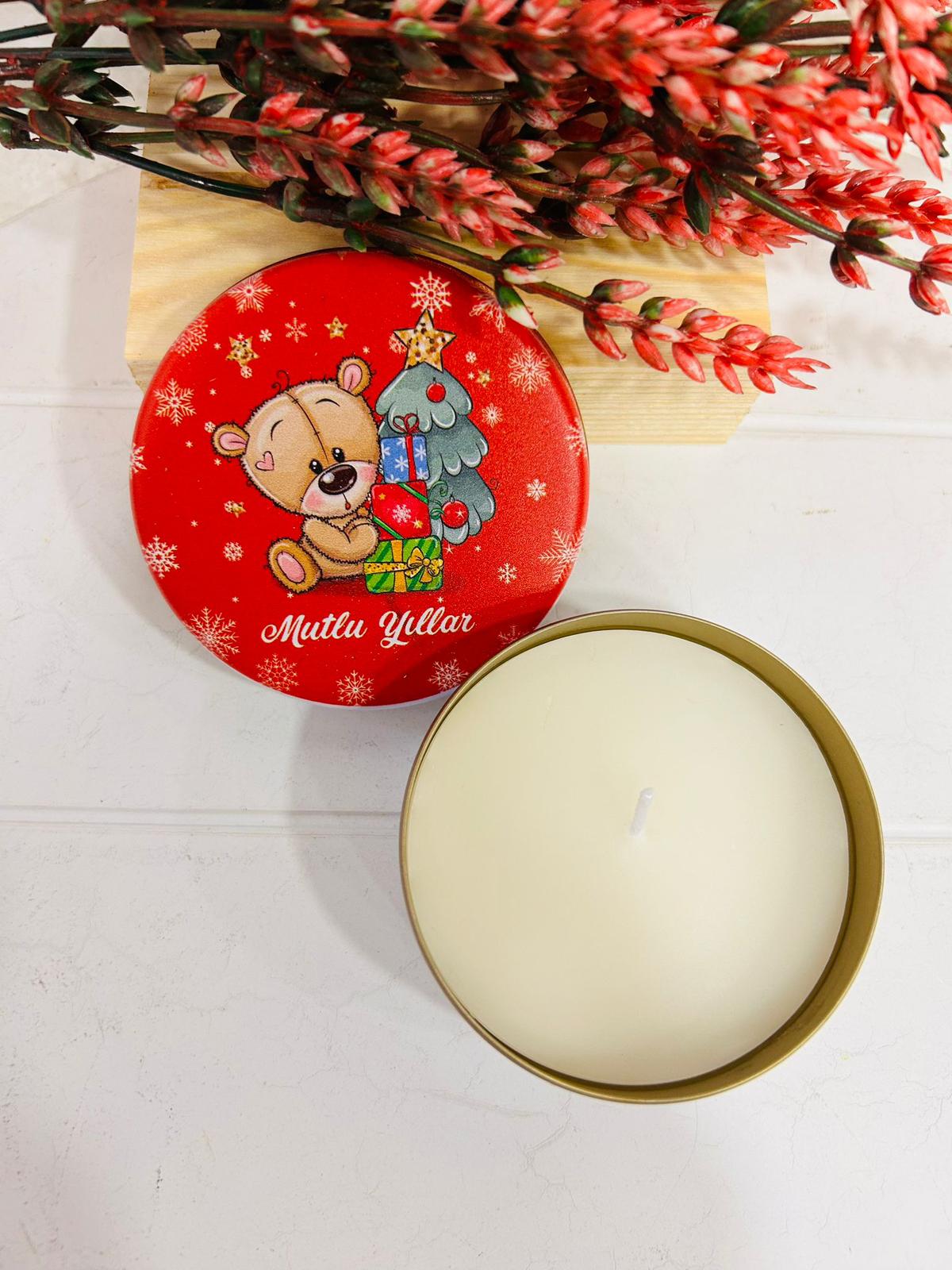 Yılbaşı-Noel-Yeni Yıl Mumlu  Mini Metal Kutu