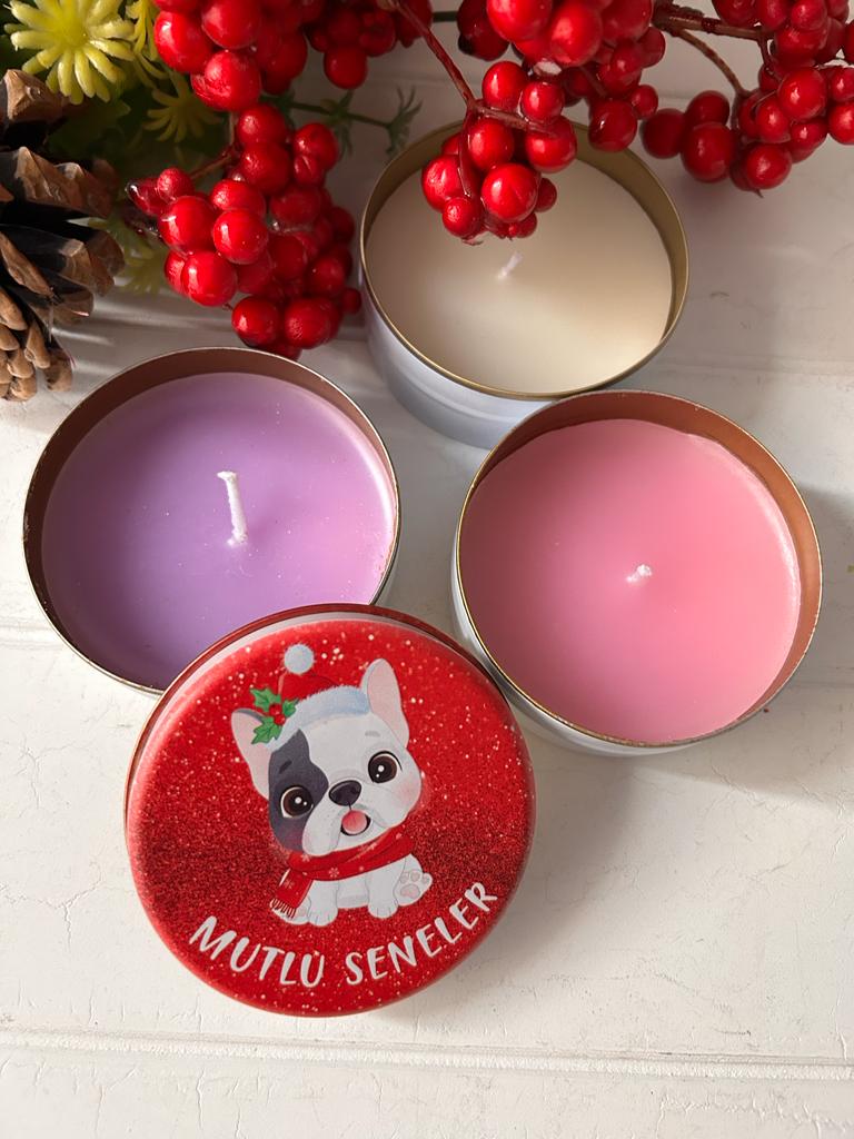 Yılbaşı-Noel-Yeni Yıl Mumlu  Mini Metal Kutu