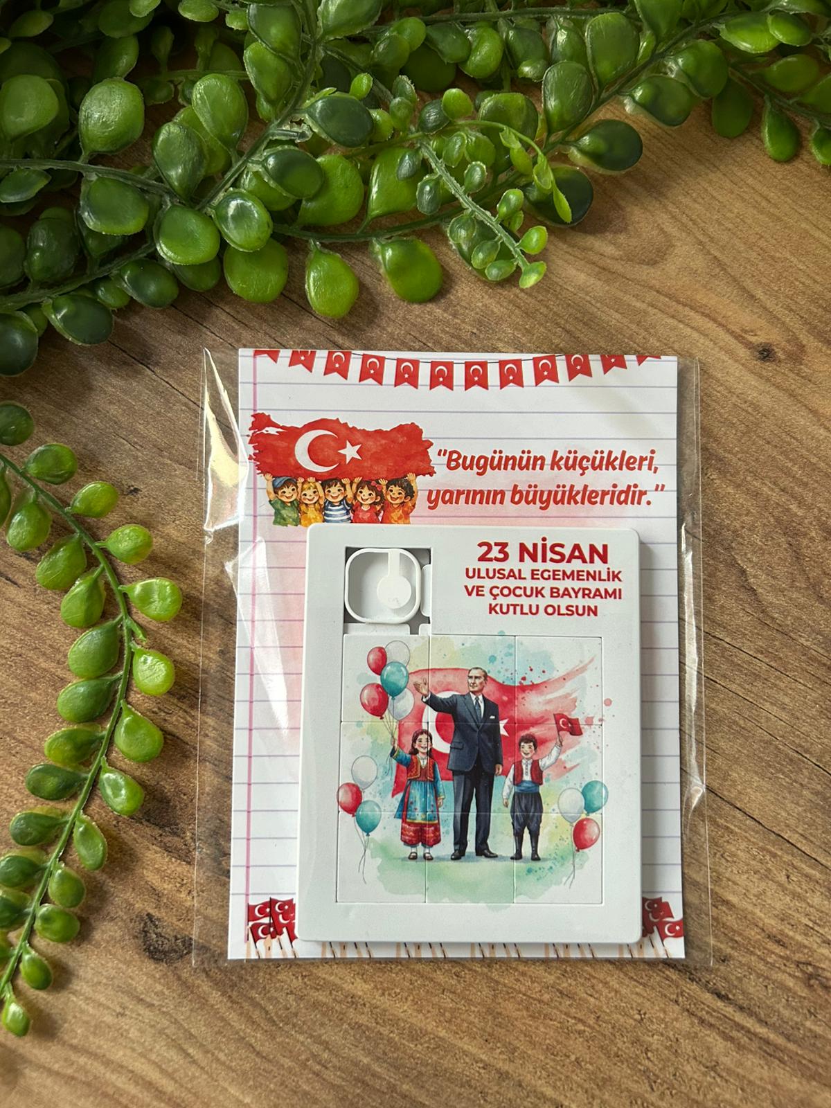 23 Nisan Temalı Eğitici Çocuk Puzzle 9 Parça  - Milli Bayram Hatırası