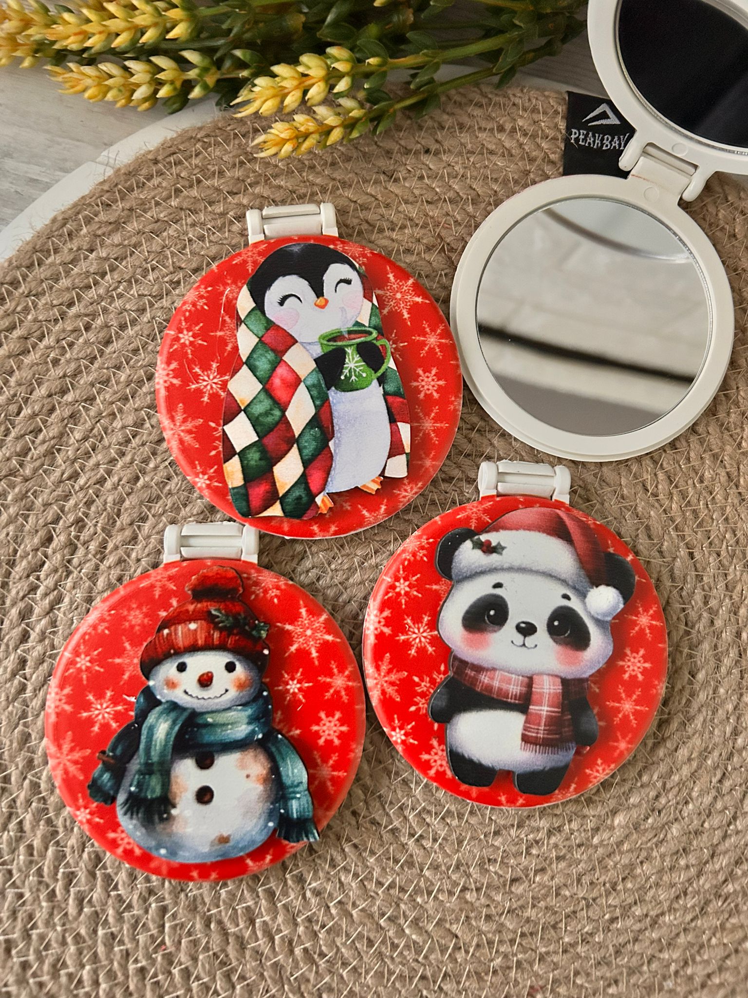 Ahşap Figürlü Ayna  Penguen-Kardan Adam-Panda