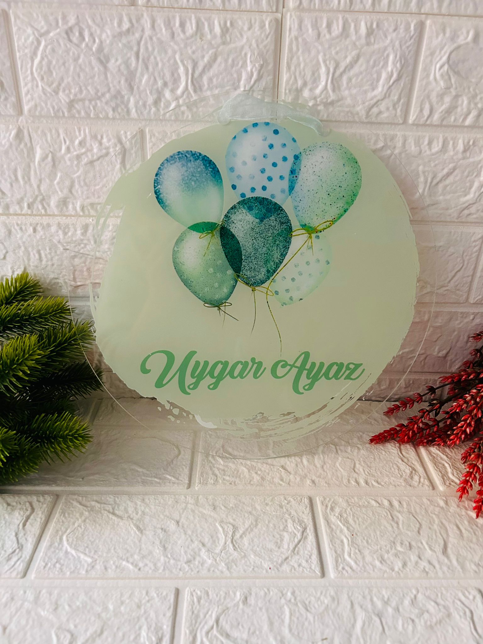 PLEKSİ KAPI SÜSÜ 30 CM SULUBOYA ÇİZİM