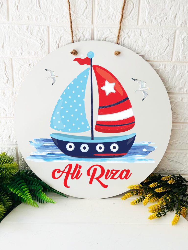 38 cm Ahşap Kapı Süsü-Gemi Denizci Temalı