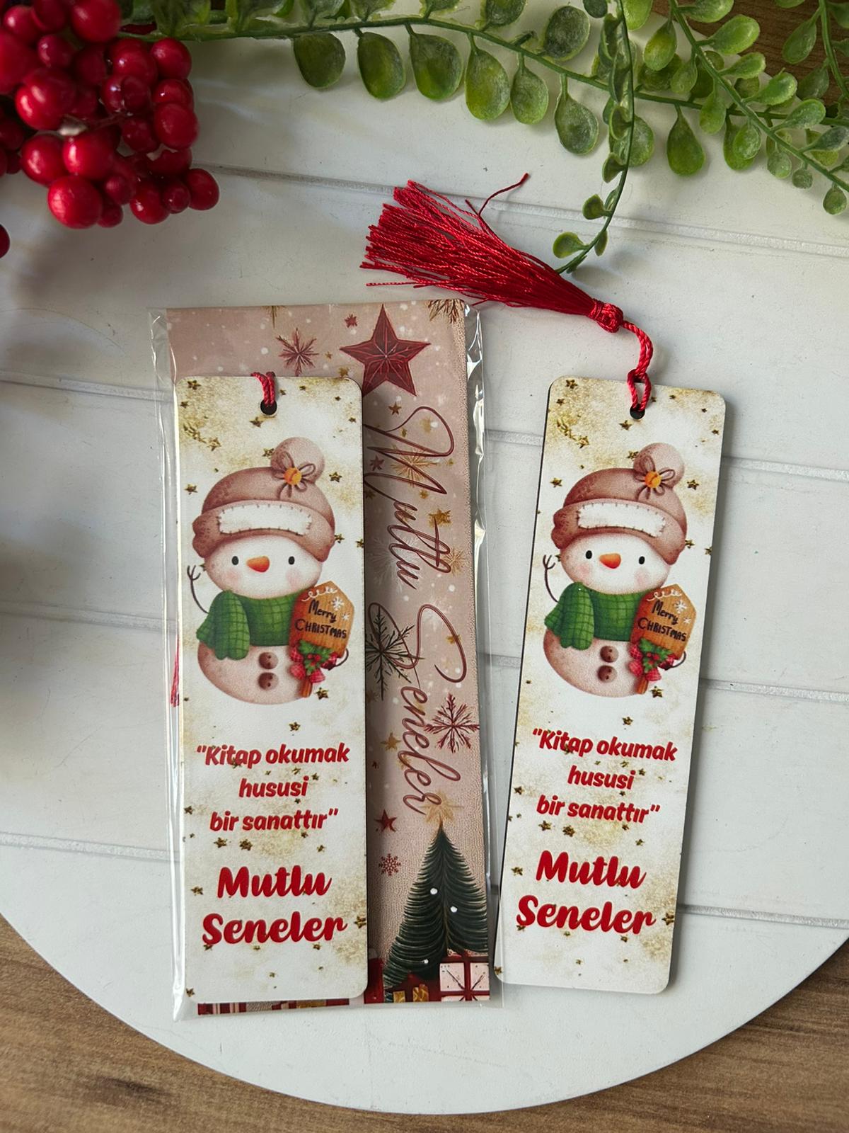 Ahşap Kitap Ayraçları -Noel Yeni Yıl Temalı