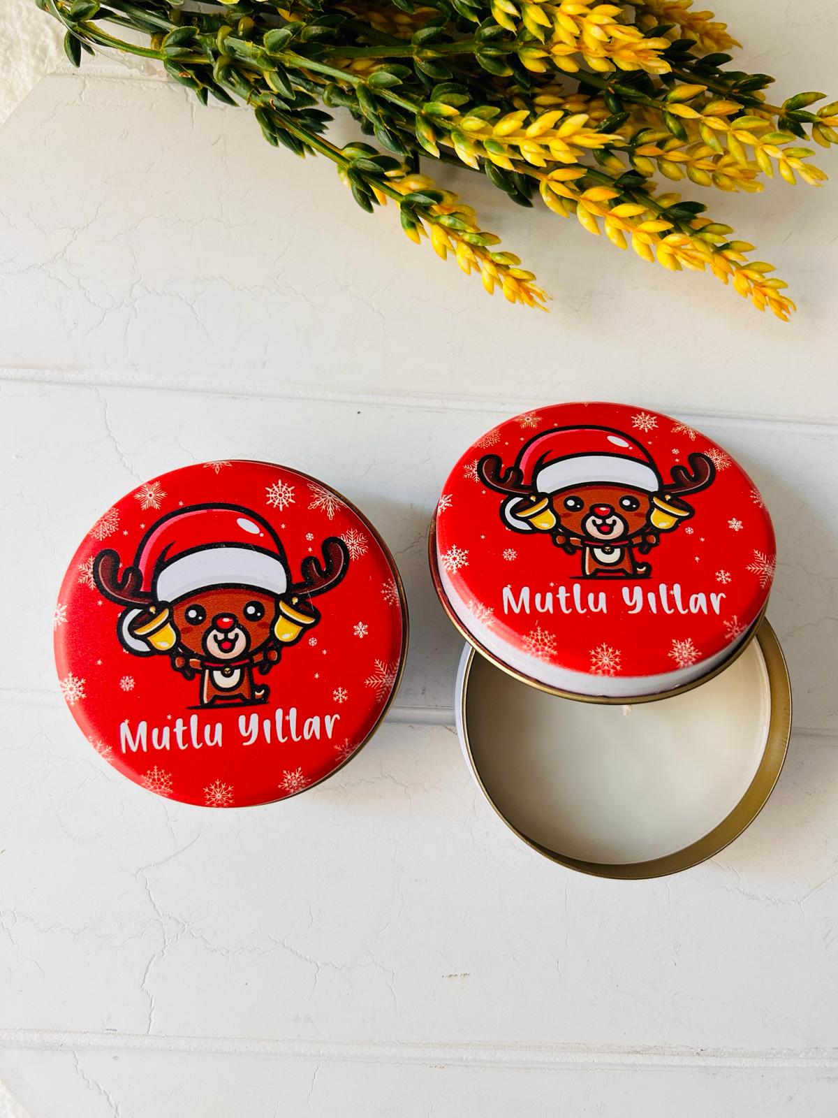 Yılbaşı-Noel-Yeni Yıl Mumlu  Mini Metal Kutu