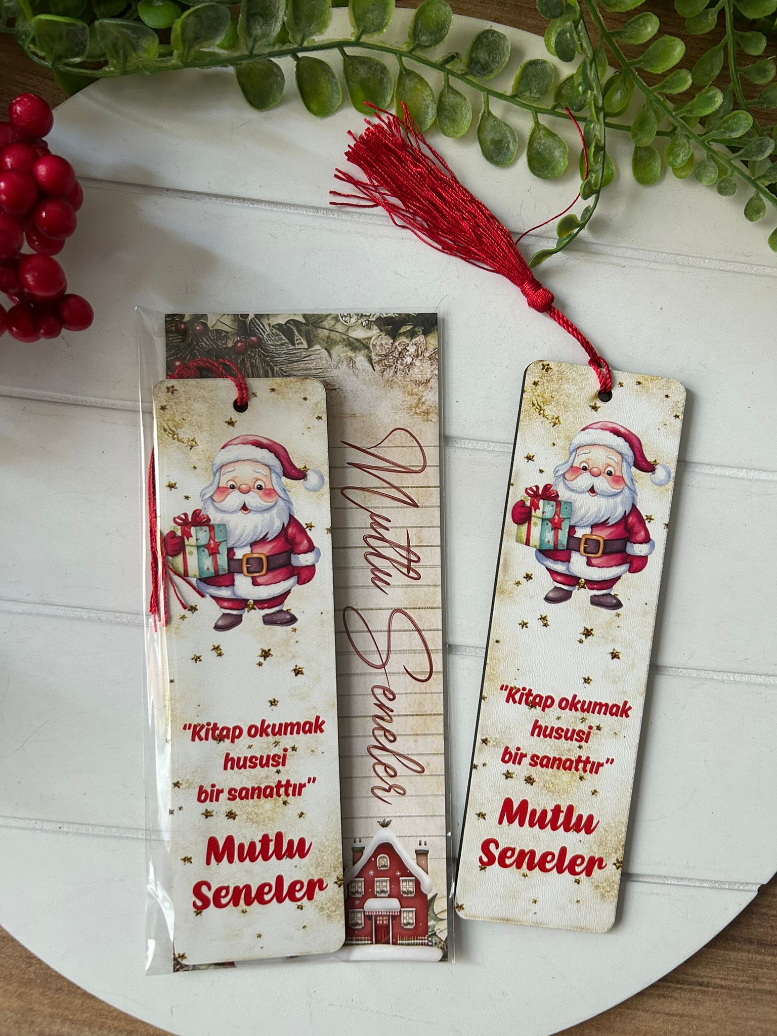 Ahşap Kitap Ayraçları -Noel Yeni Yıl Temalı