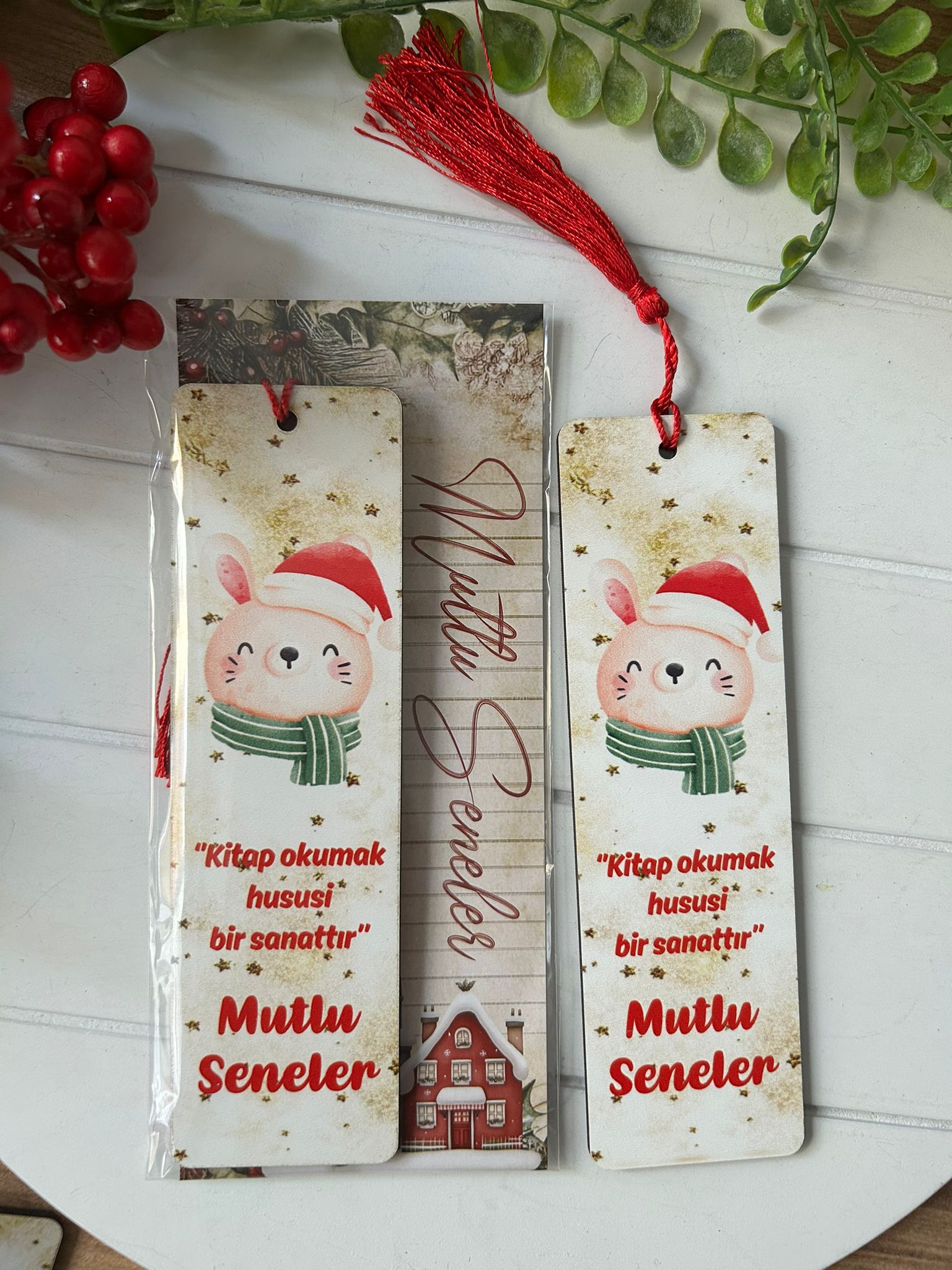 Ahşap Kitap Ayraçları -Noel Yeni Yıl Temalı