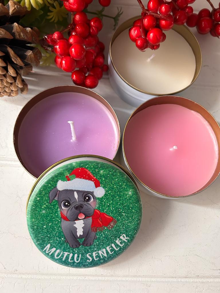 Yılbaşı-Noel-Yeni Yıl Mumlu  Mini Metal Kutu