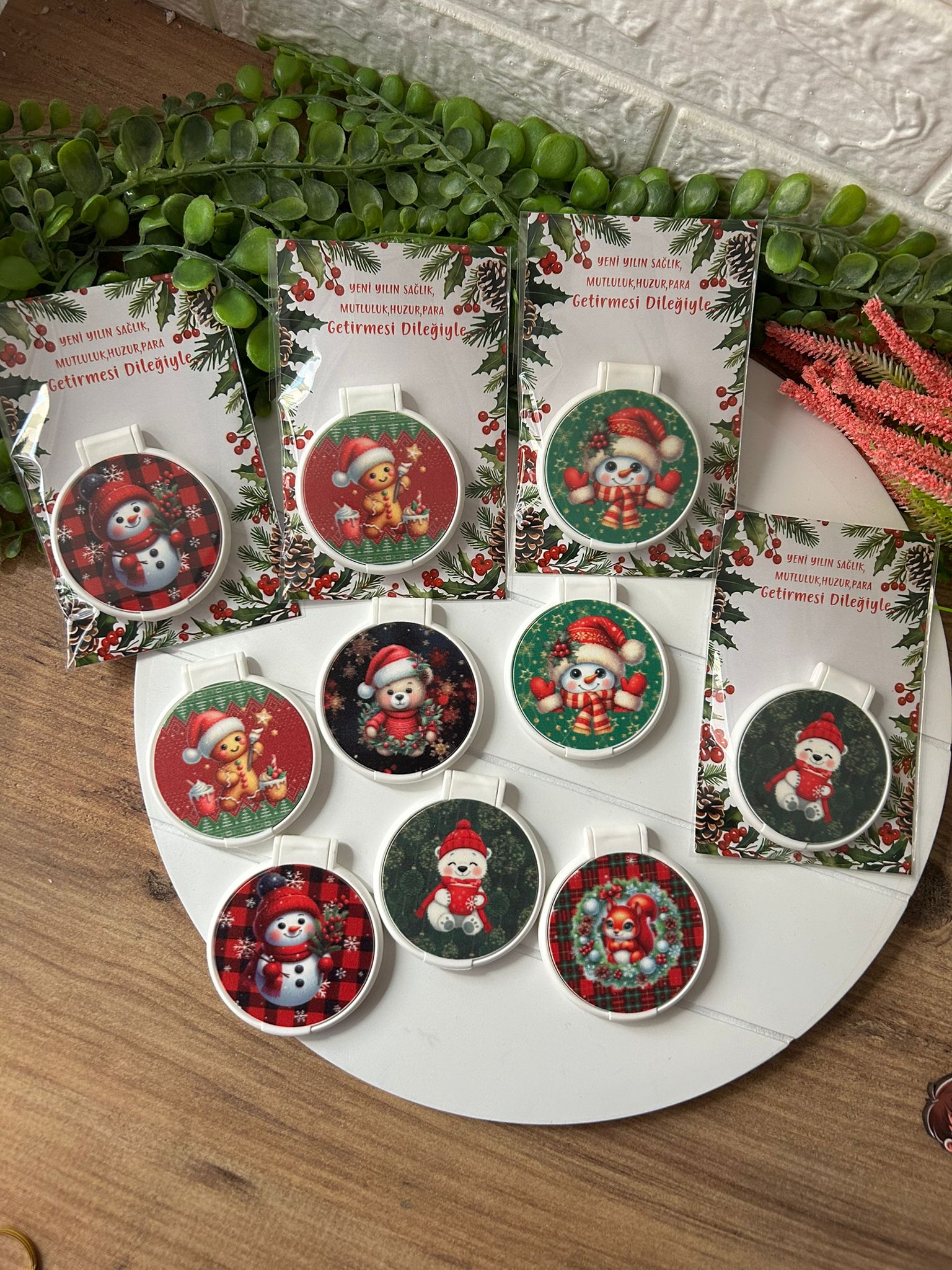 Yeni Yıl-Noel-Yılbaşı Yuvarlak Ayna