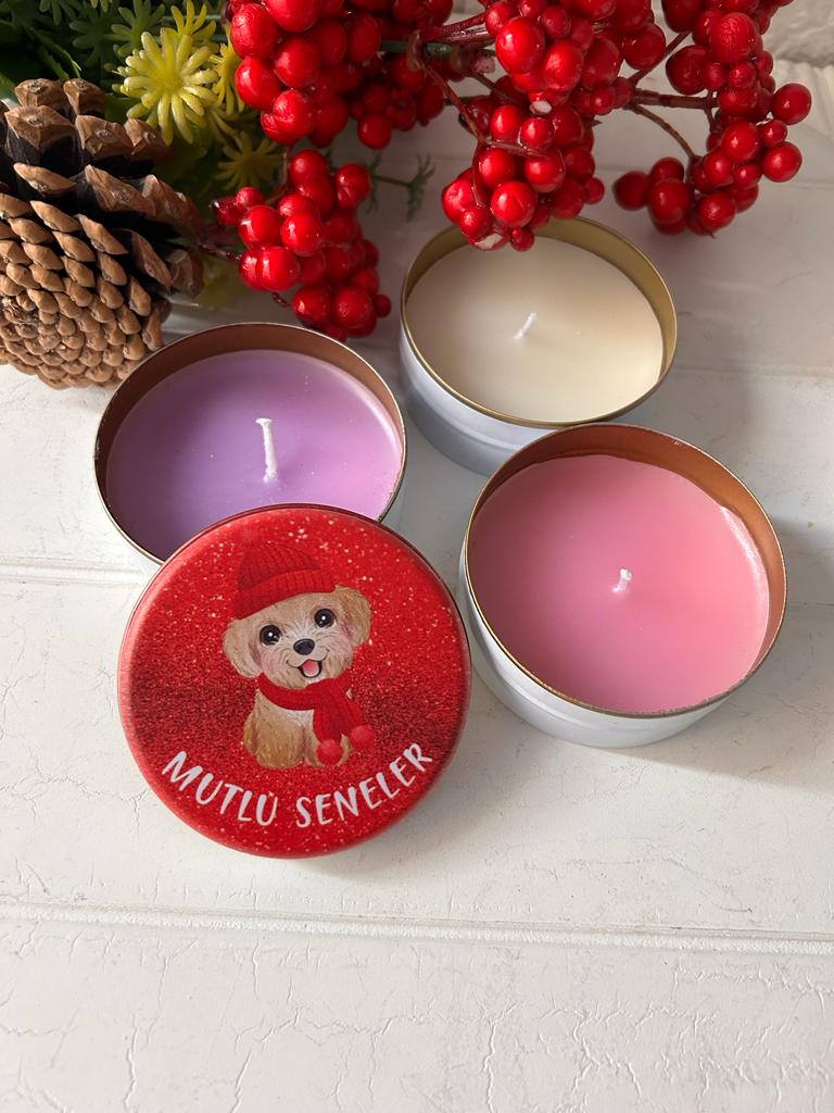 Yılbaşı-Noel-Yeni Yıl Mumlu  Mini Metal Kutu