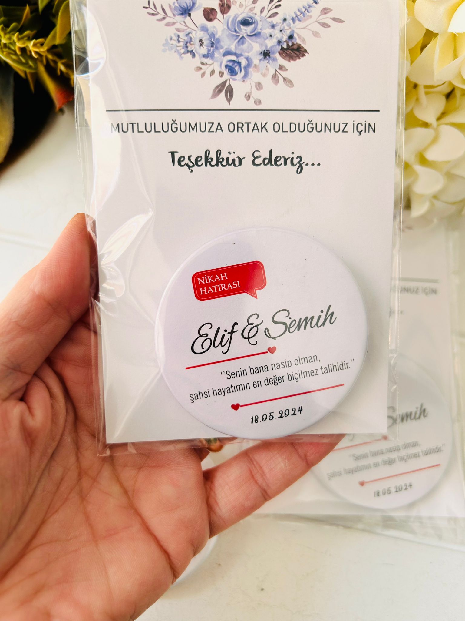 Nikah Hatırası Buton  Açacaklı Magnet
