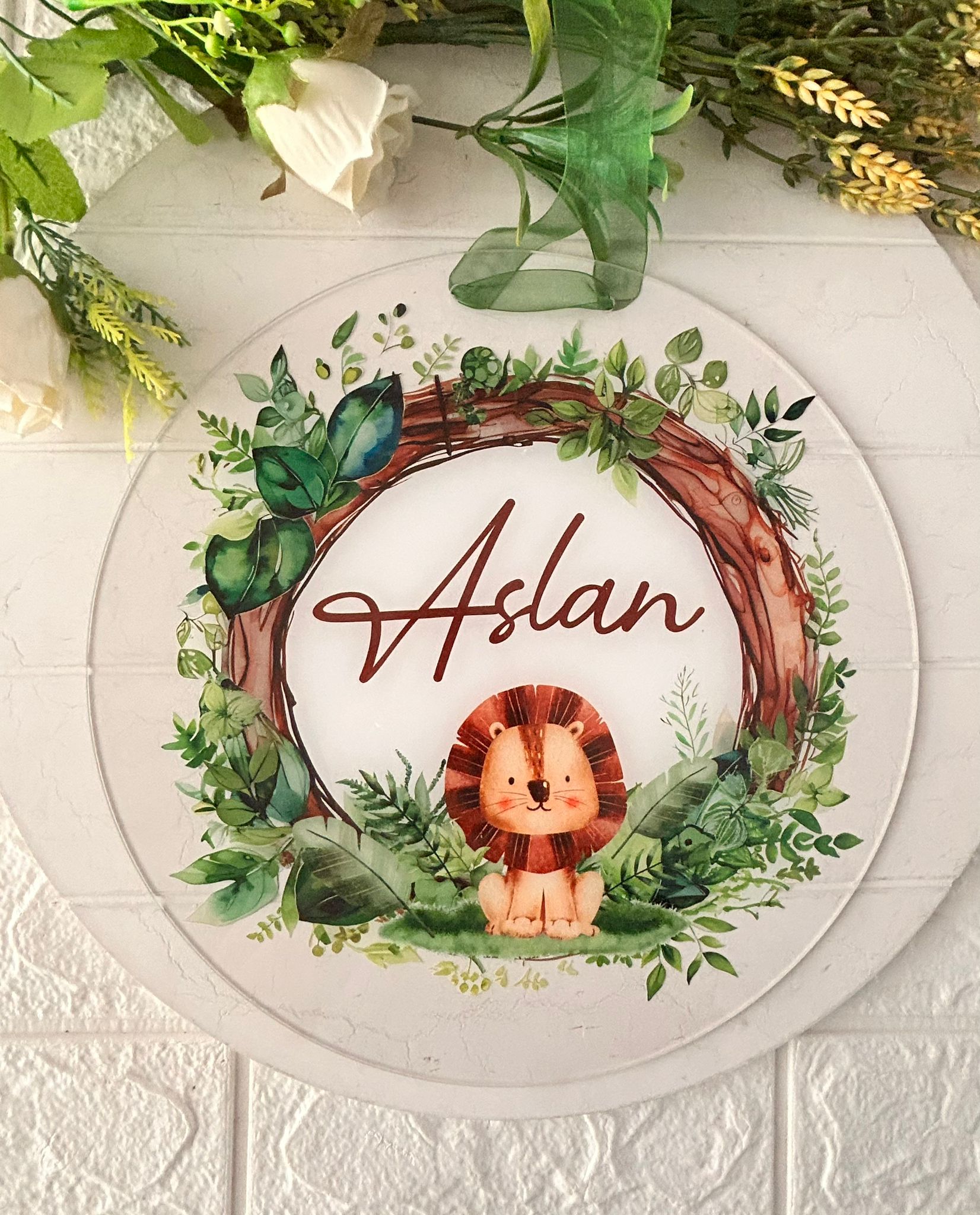 PLEKSİ KAPI SÜSÜ 30 CM ASLAN TEMALI
