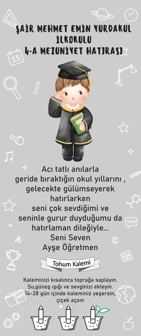 Mezuniyet-Okul Temalı  Tohumlu Kalemi