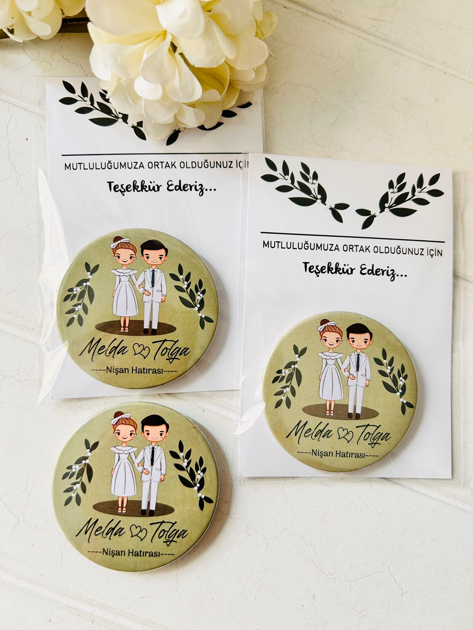Gelin ve Damat Buton  Açacaklı Magnet