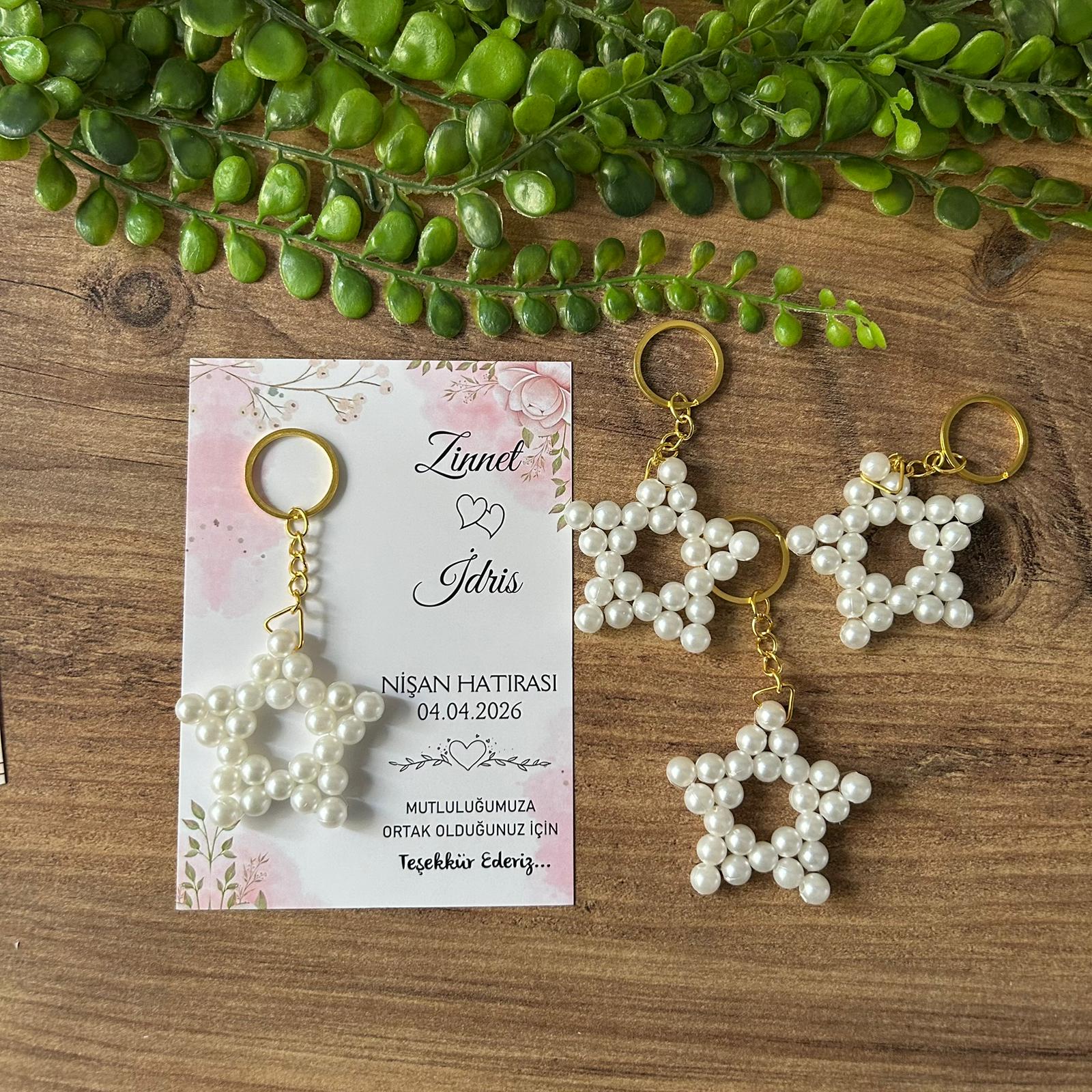 Nikah & Düğün & Nişan % Kına & Söz İçin Hediyelik Yıldız Anahtarlık