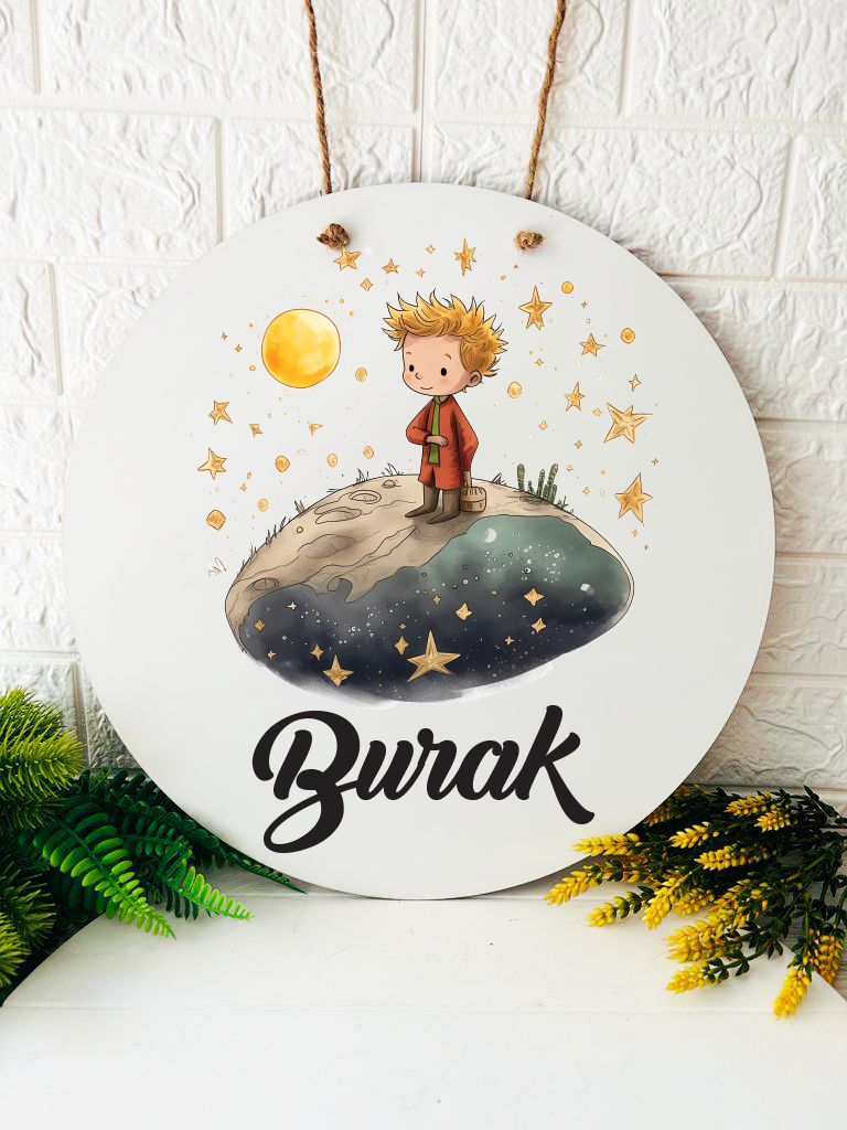 38 cm Ahşap Kapı Süsü- Küçük Prens Temalı