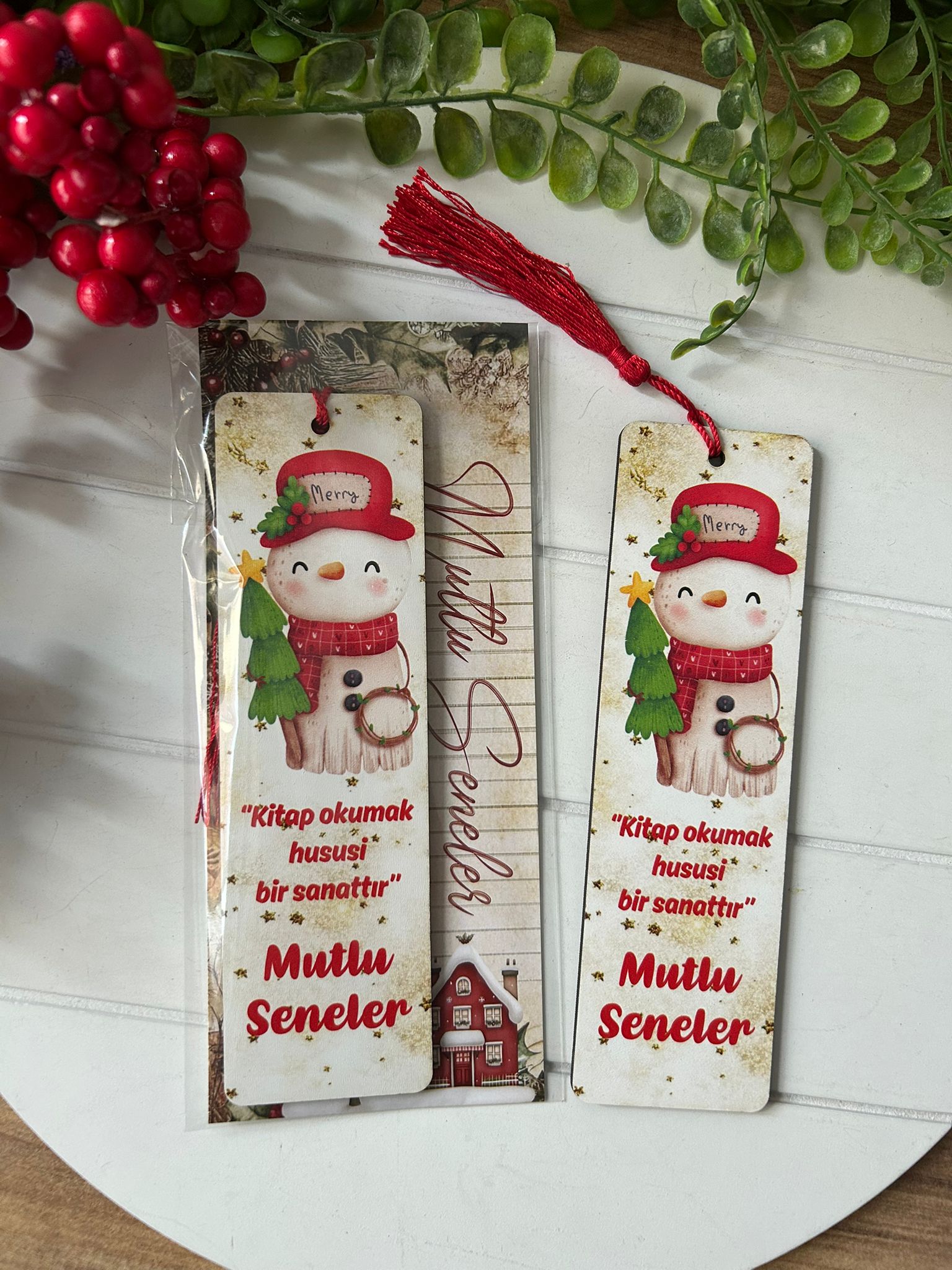 Ahşap Kitap Ayraçları -Noel Yeni Yıl Temalı