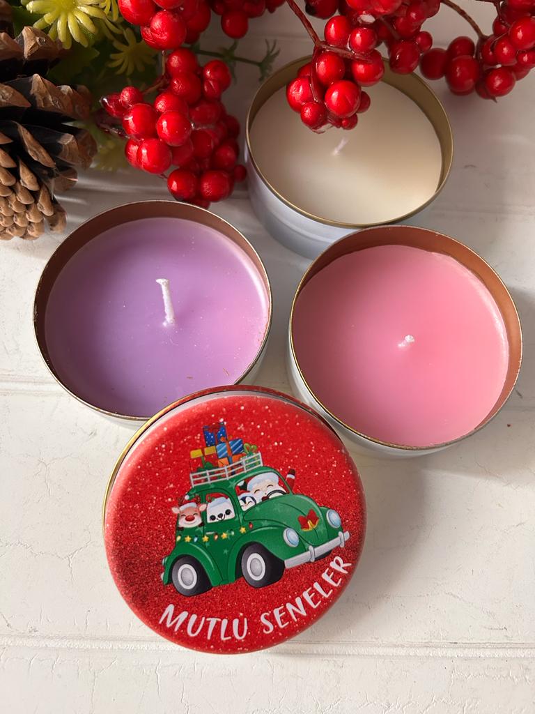 Yılbaşı-Noel-Yeni Yıl Mumlu  Mini Metal Kutu