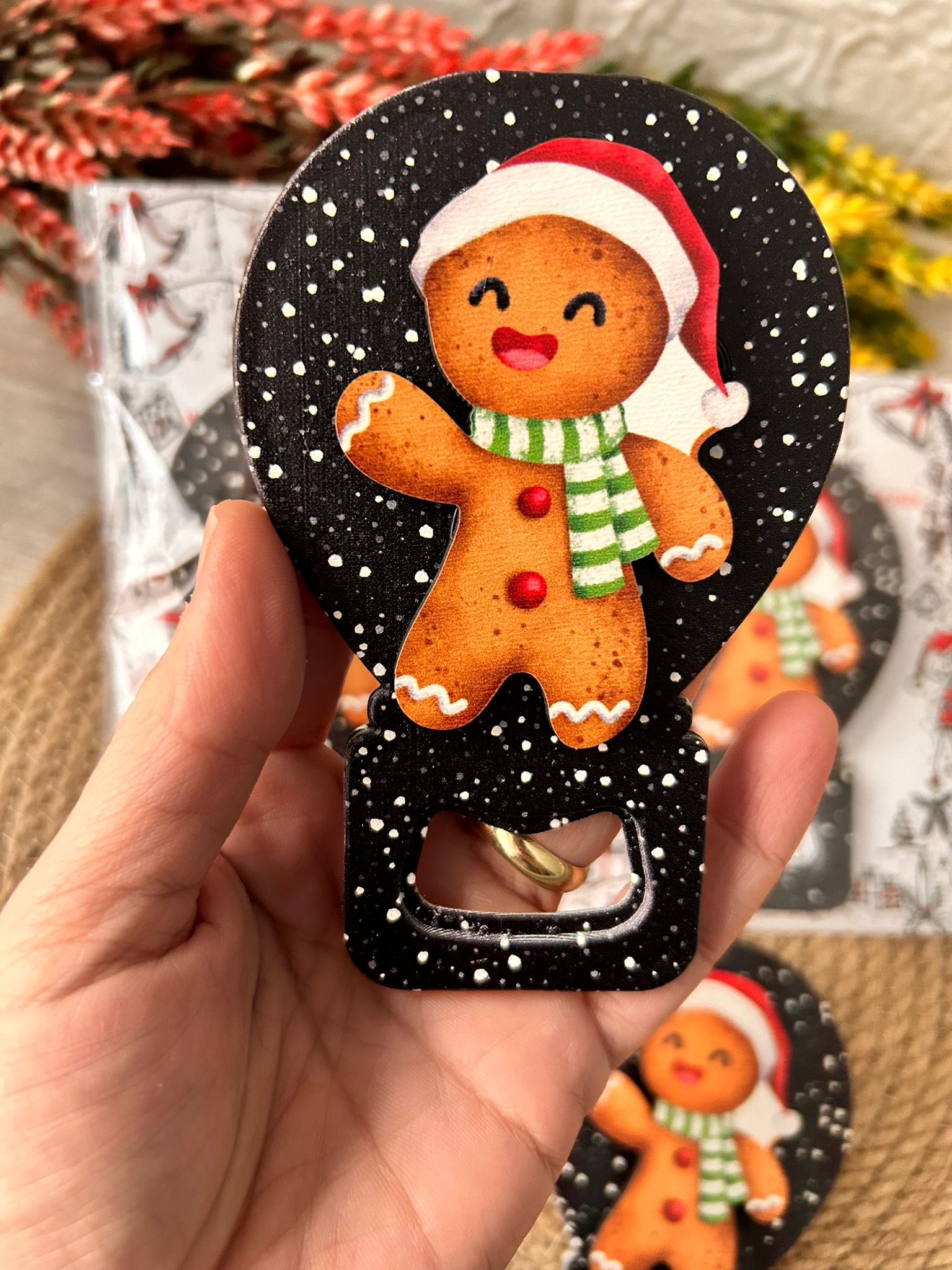 NOEL AHŞAP FİGÜRLÜ  BALON  AÇACAKLI MAGNET-KURABİYE ADAM