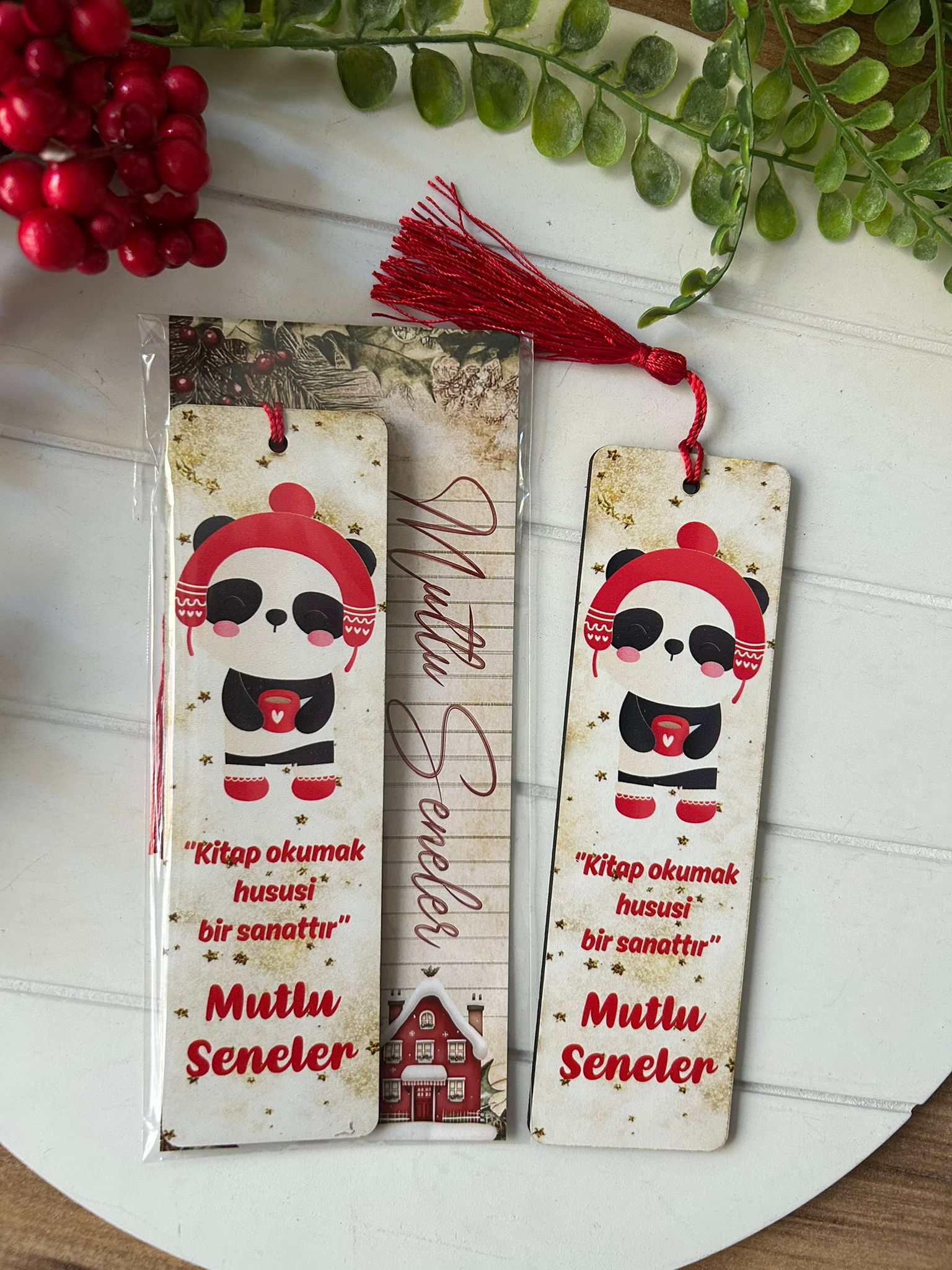 Ahşap Kitap Ayraçları -Noel Yeni Yıl Temalı
