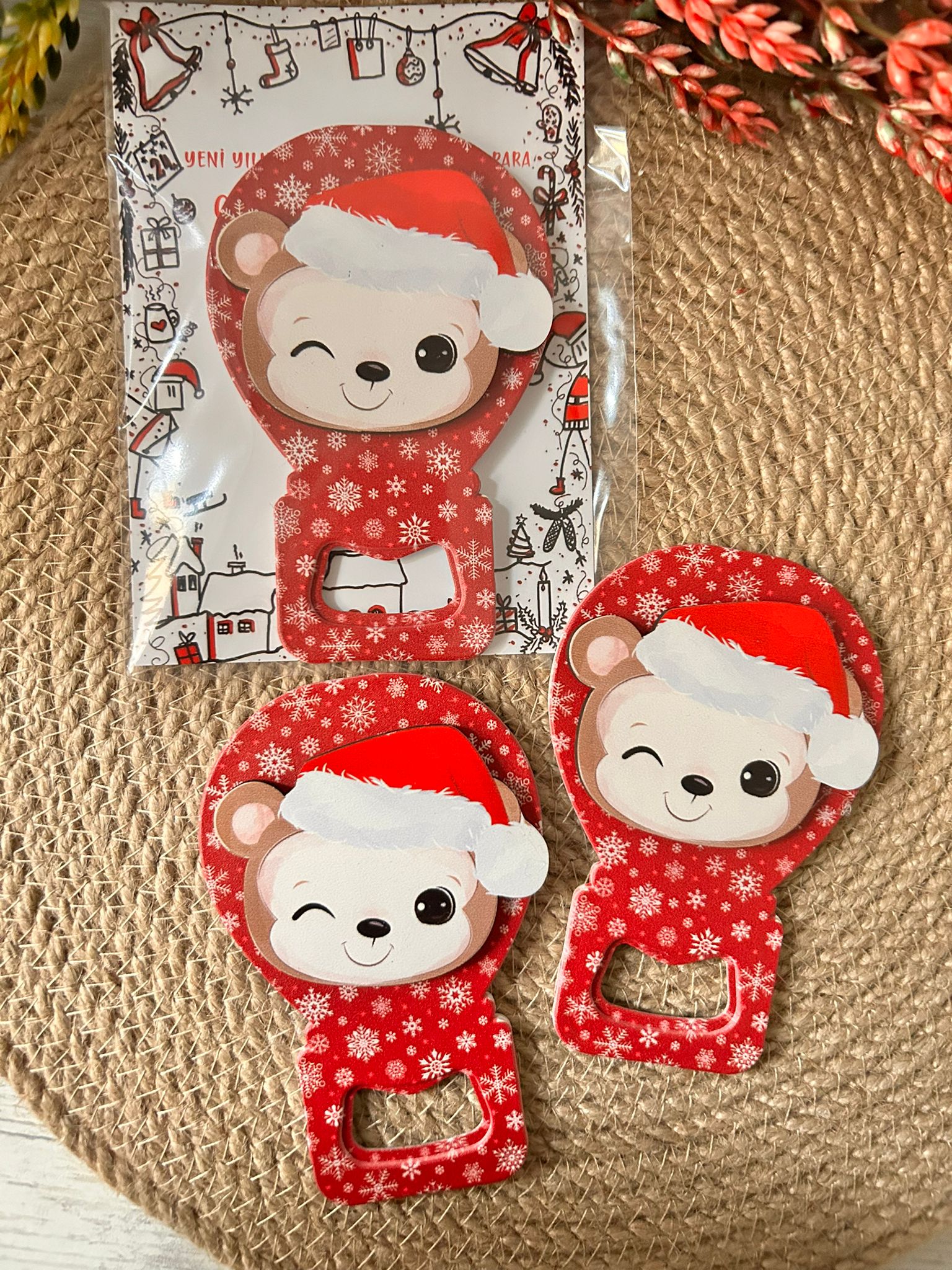 NOEL AHŞAP FİGÜRLÜ  BALON  AÇACAKLI MAGNET-ÇORAP