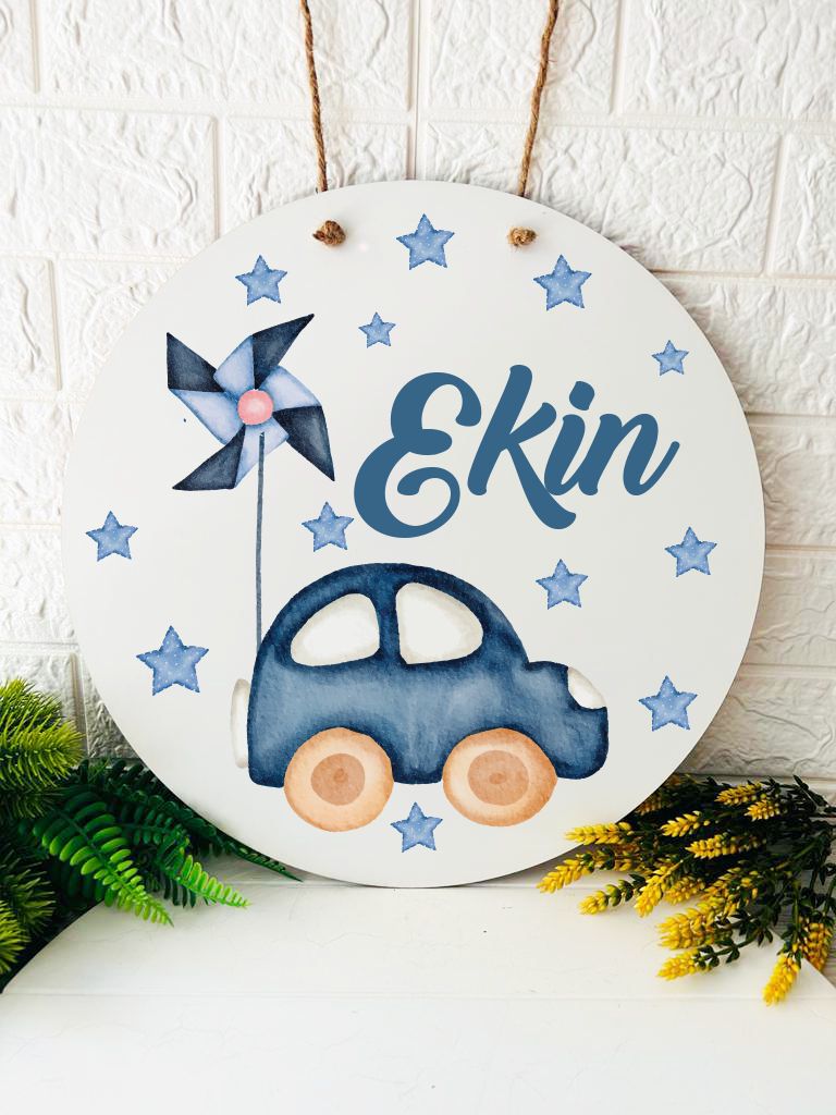38 cm Ahşap Kapı Süsü- Şirin Araba