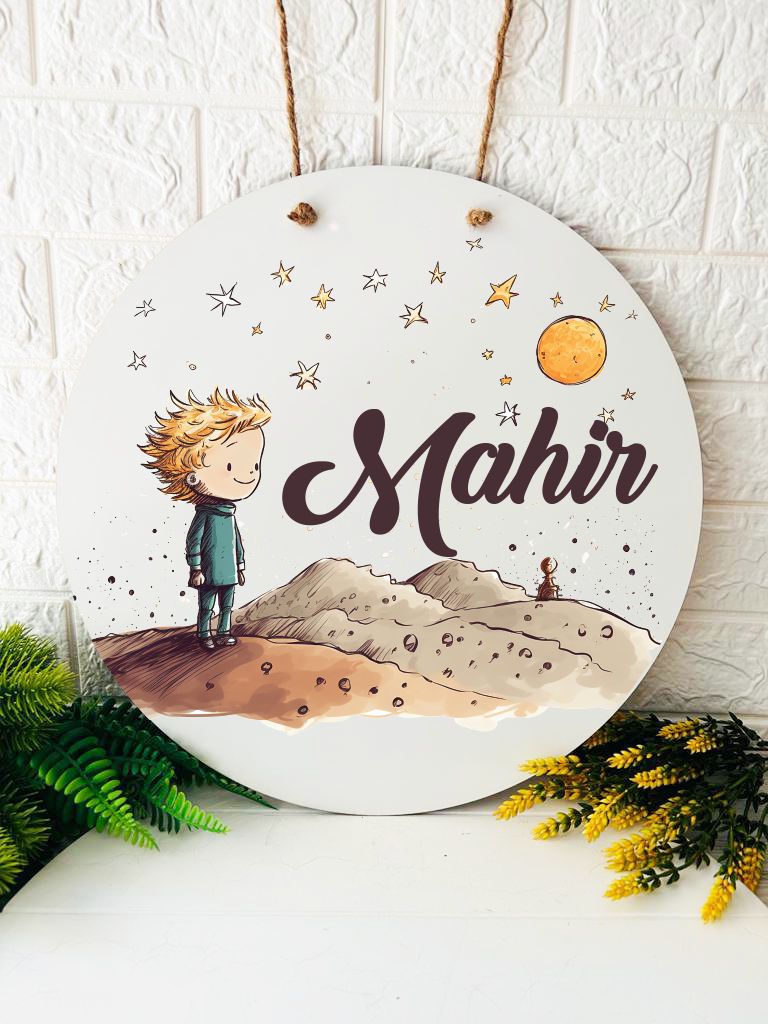 38 cm Ahşap Kapı Süsü- Küçük Prens Temalı