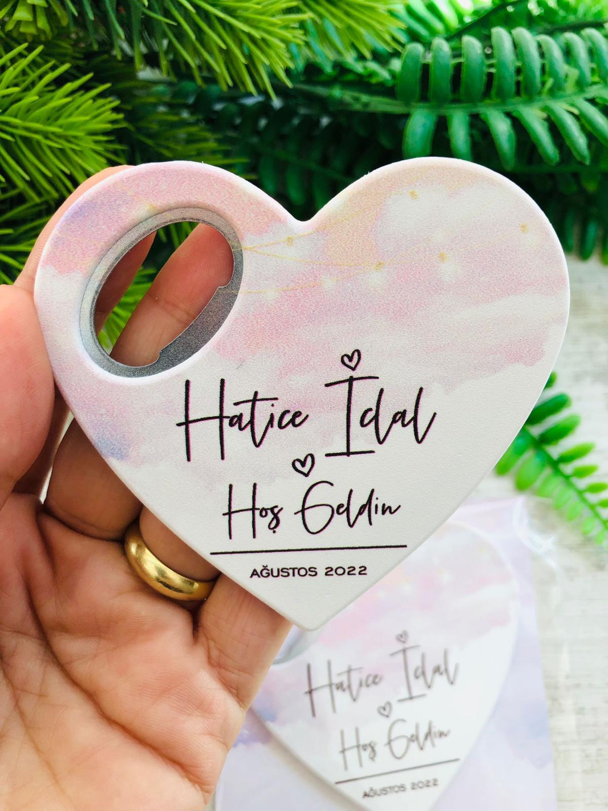 Pembe Bulut Temalı Kalp Magnet