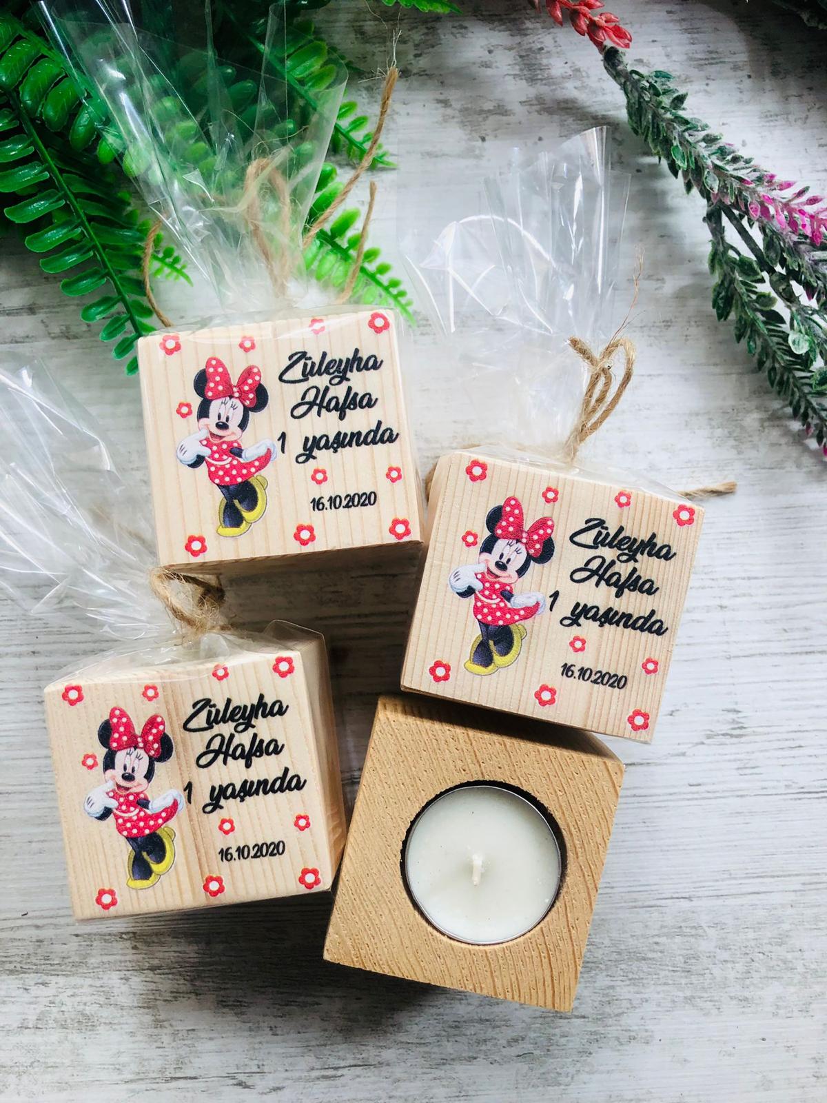 Minnie Mouse  Ahşap Mumluk