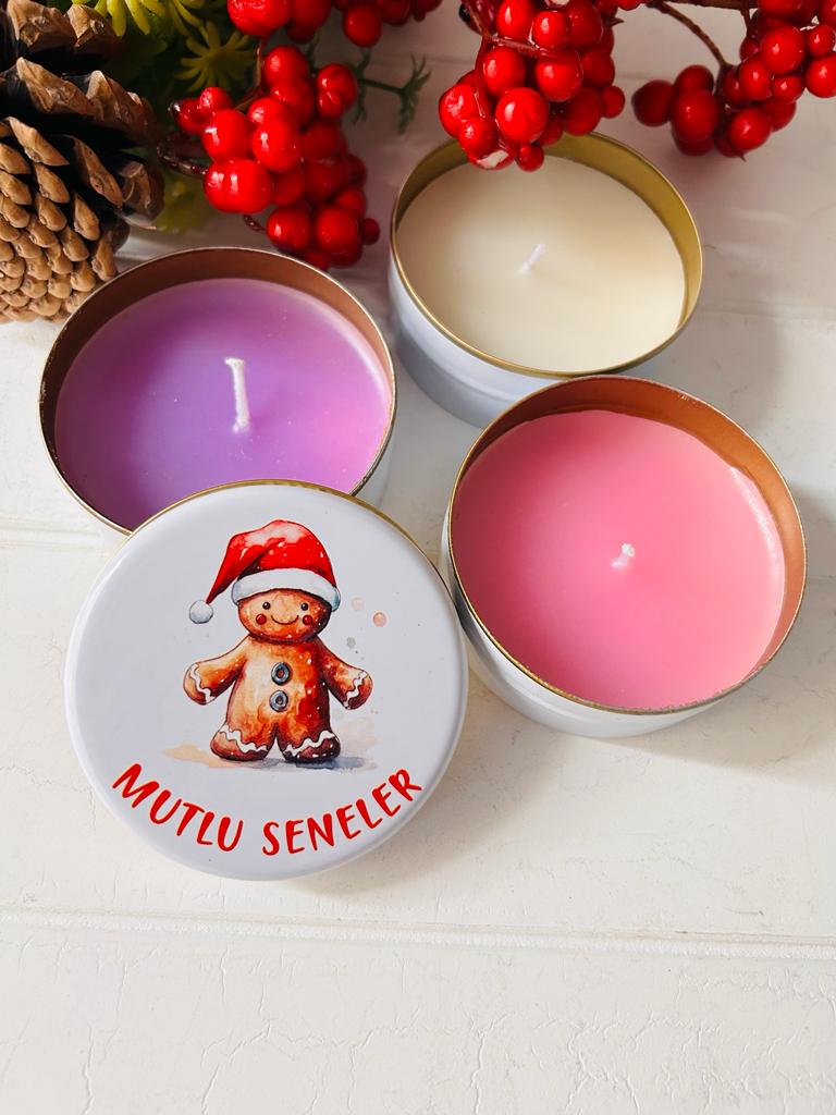 Yılbaşı-Noel-Yeni Yıl Mumlu  Mini Metal Kutu