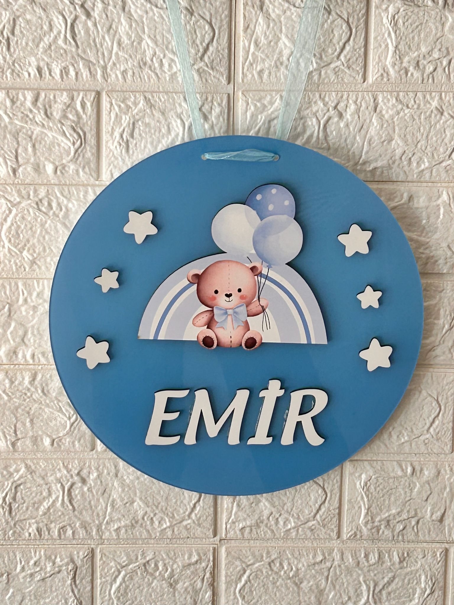 AHŞAP FİGÜRLÜ  PLEKSİ KAPI SÜSÜ 30 CM AYICIK