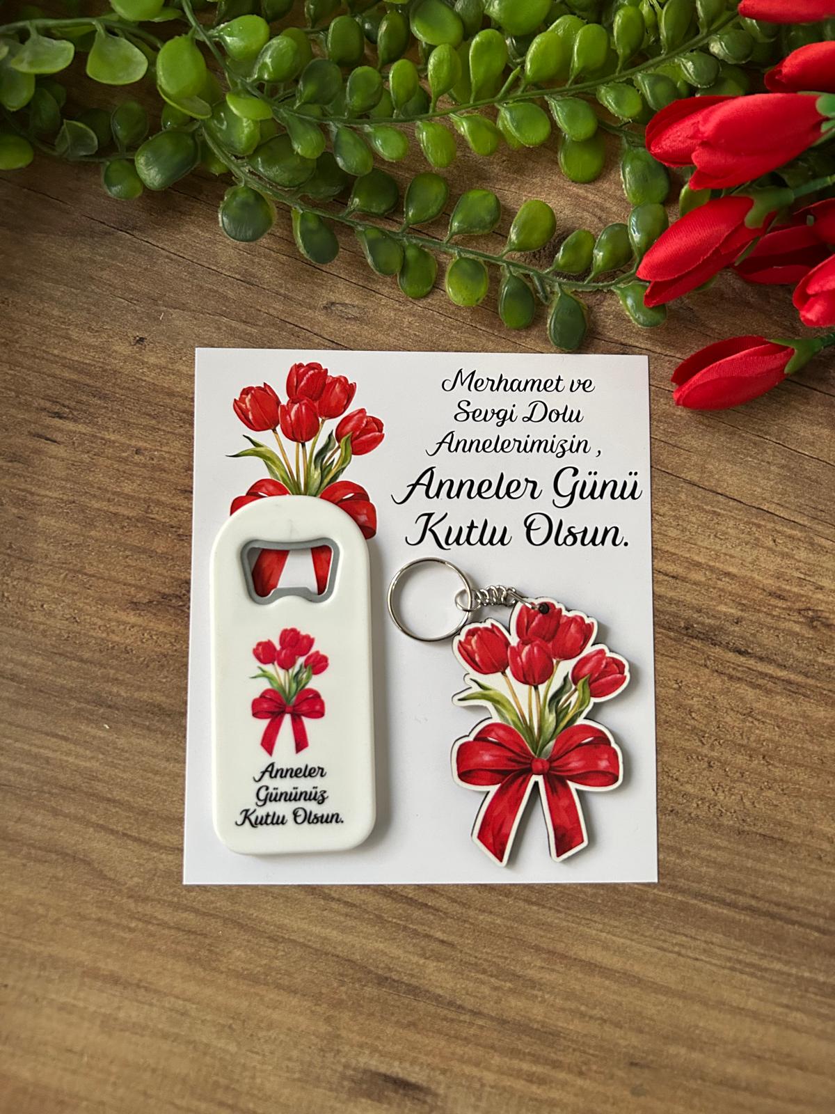Anneye Özel Magnet ve Ahşap Anahtarlık
