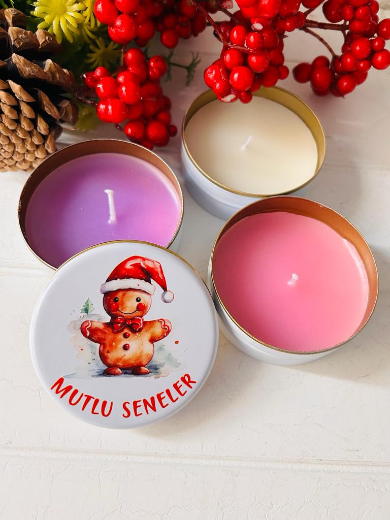Yılbaşı-Noel-Yeni Yıl Mumlu  Mini Metal Kutu