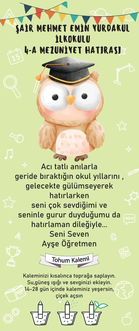 Mezuniyet-Okul Temalı  Tohumlu Kalemi