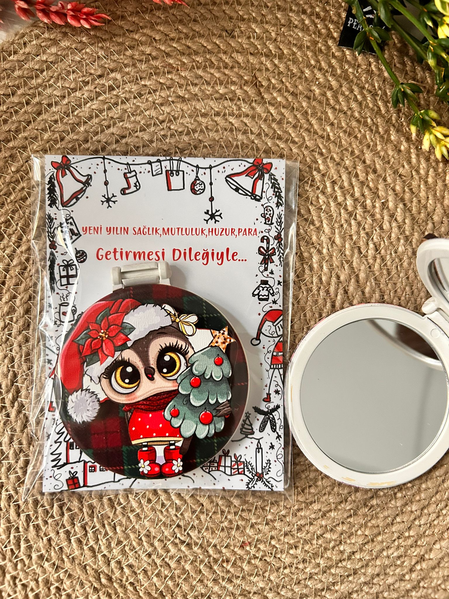 Ahşap Figürlü Ayna Baykuş