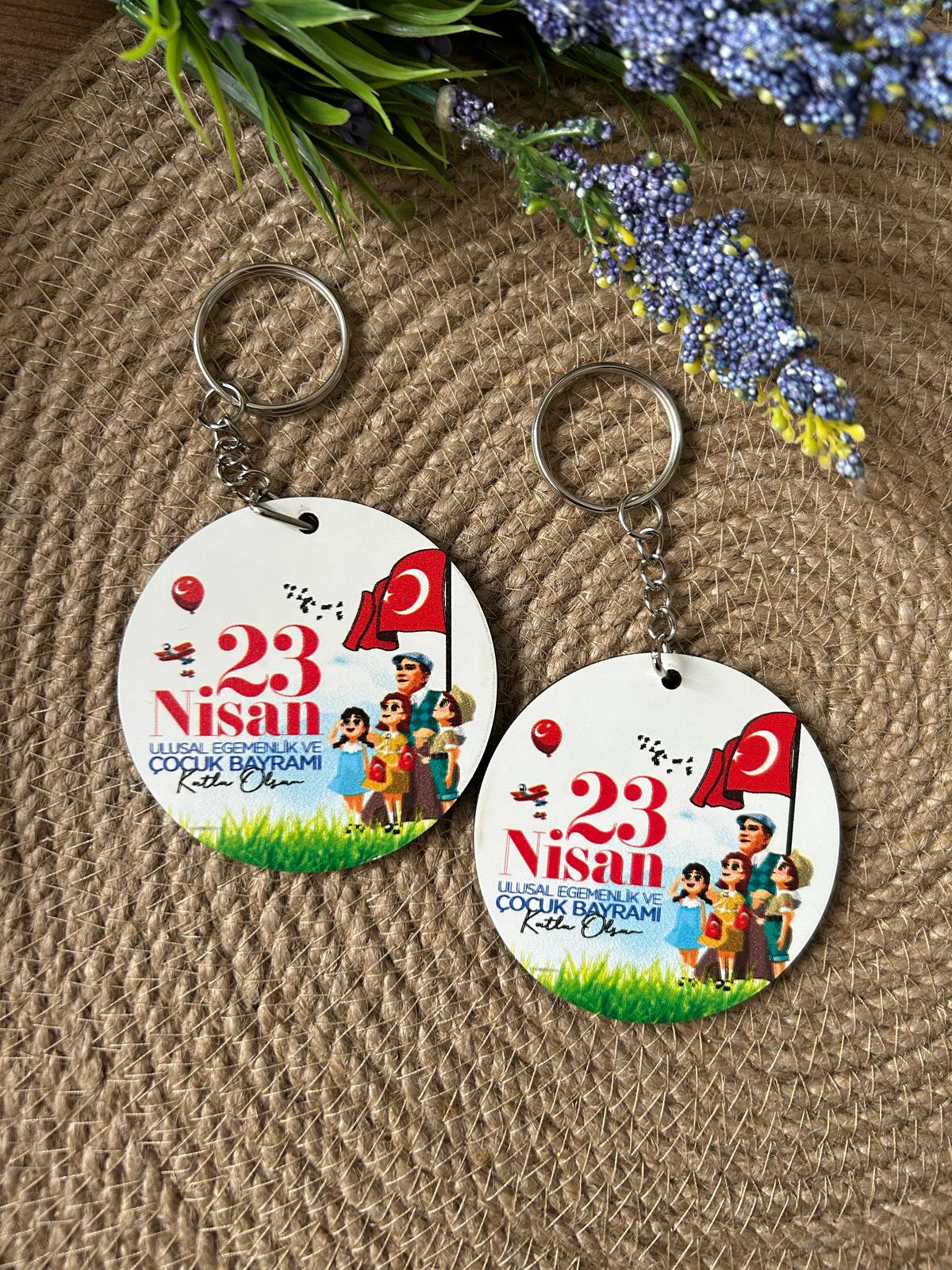 23 Nisan Temalı Ahşap Anahtarlık