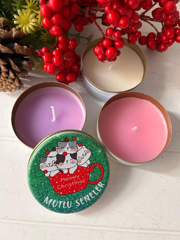 Yılbaşı-Noel-Yeni Yıl Mumlu  Mini Metal Kutu