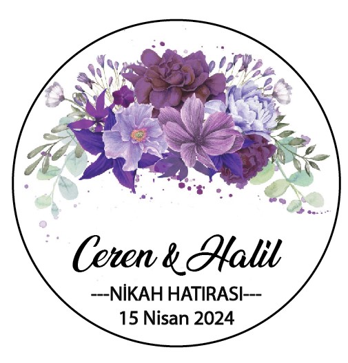 Mor Çiçekli  Buton  Açacaklı Magnet