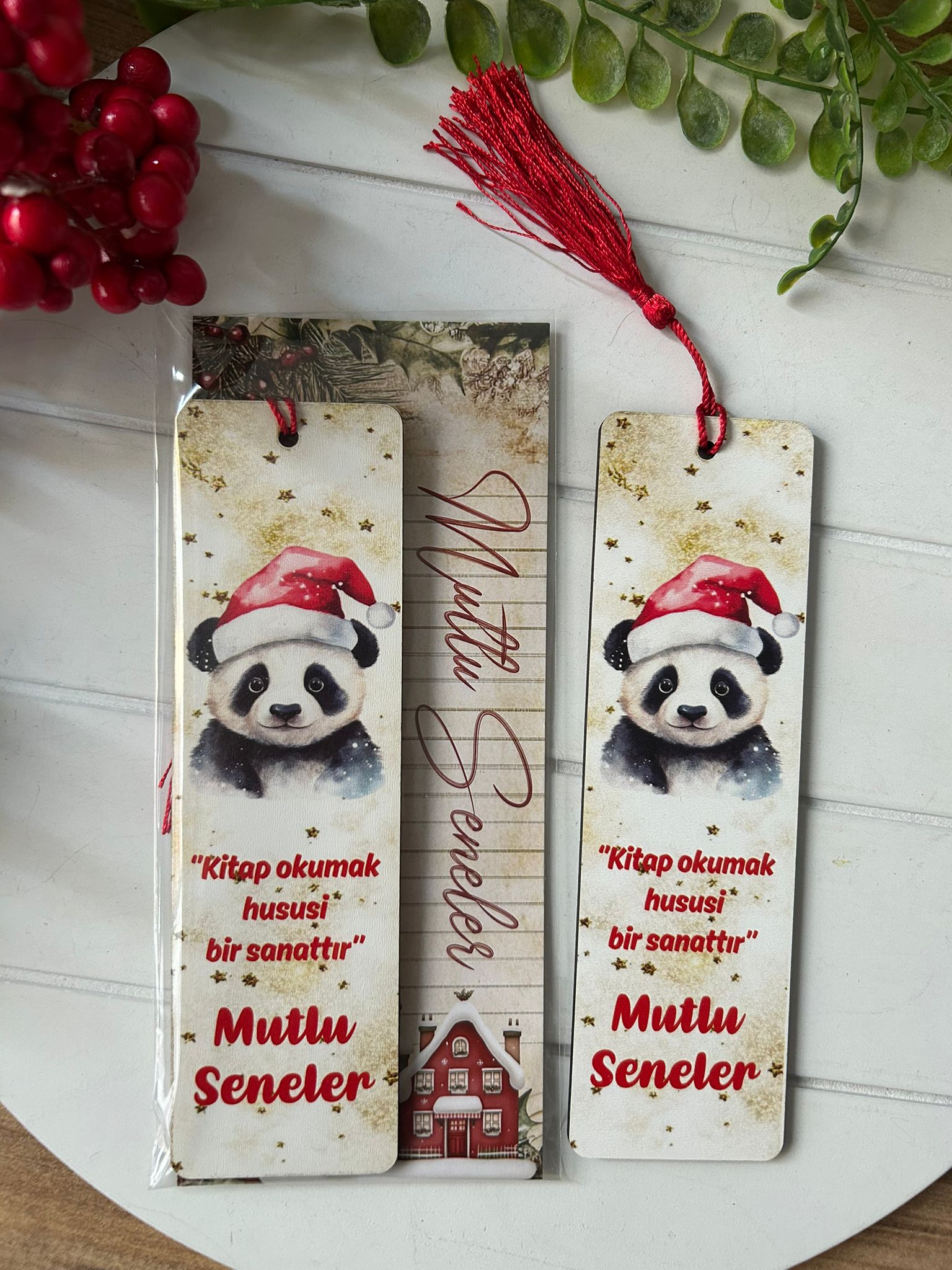 Ahşap Kitap Ayraçları -Noel Yeni Yıl Temalı