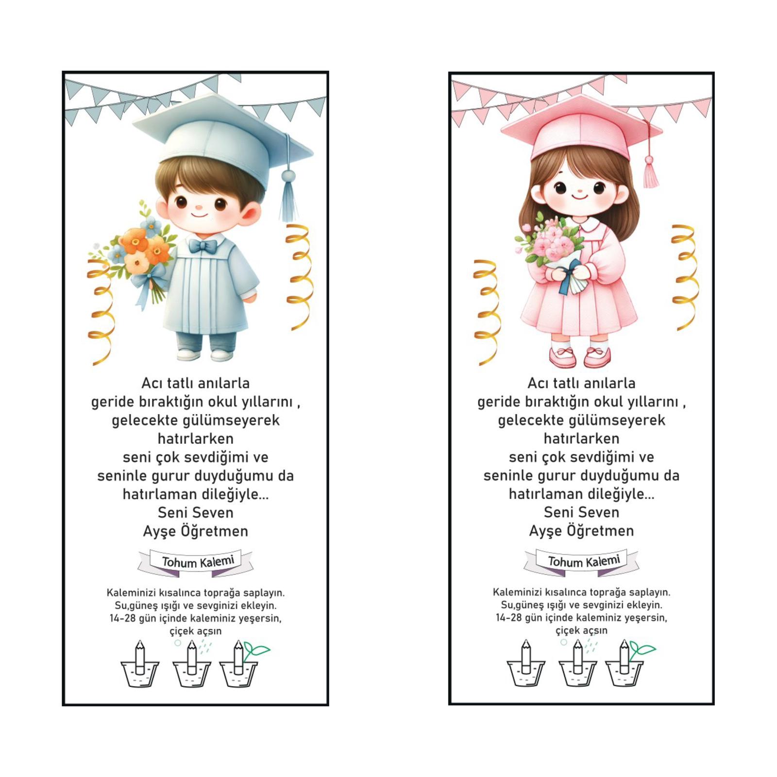 Mezuniyet-Okul Temalı  Tohumlu Kalemi