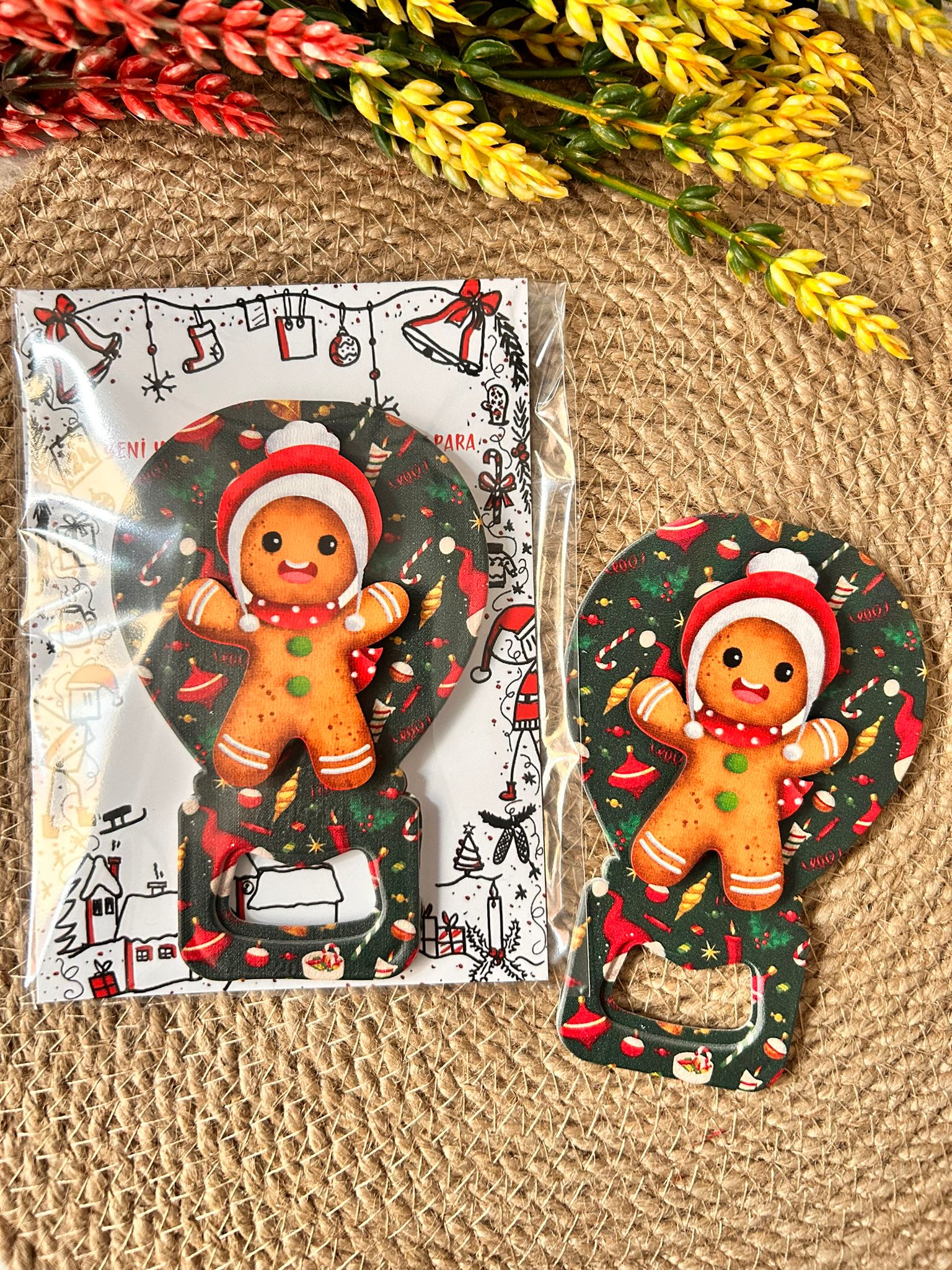 NOEL AHŞAP FİGÜRLÜ  BALON  AÇACAKLI MAGNET-KURABİYE ADAM