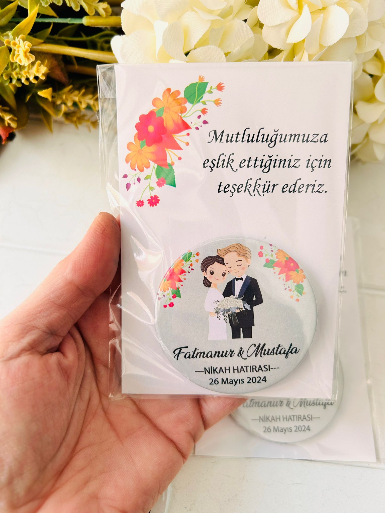 Gelin ve Damat Buton  Açacaklı Magnet