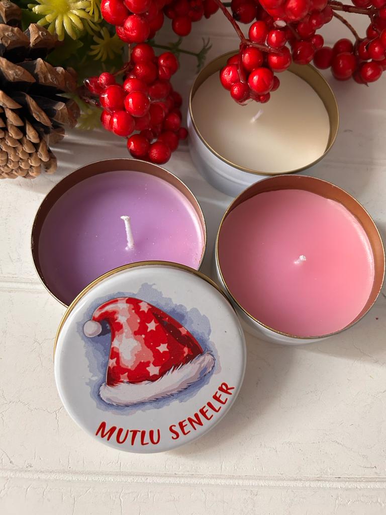 Yılbaşı-Noel-Yeni Yıl Mumlu  Mini Metal Kutu