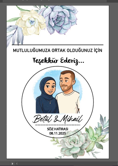 Vuslat Yazı Temalı Buton  Açacaklı Magnet