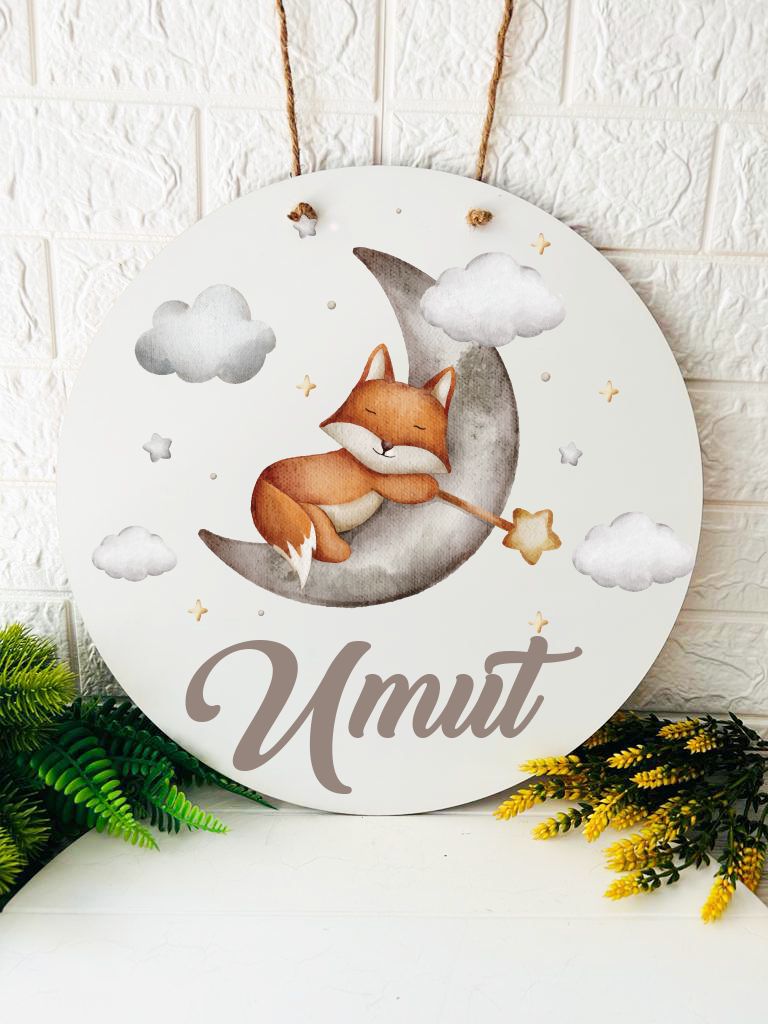 38 cm Ahşap Kapı Süsü- Şirin Tilki