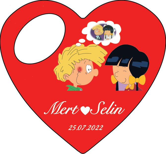 Cedric ve Chen Temalı Kalp Magnet