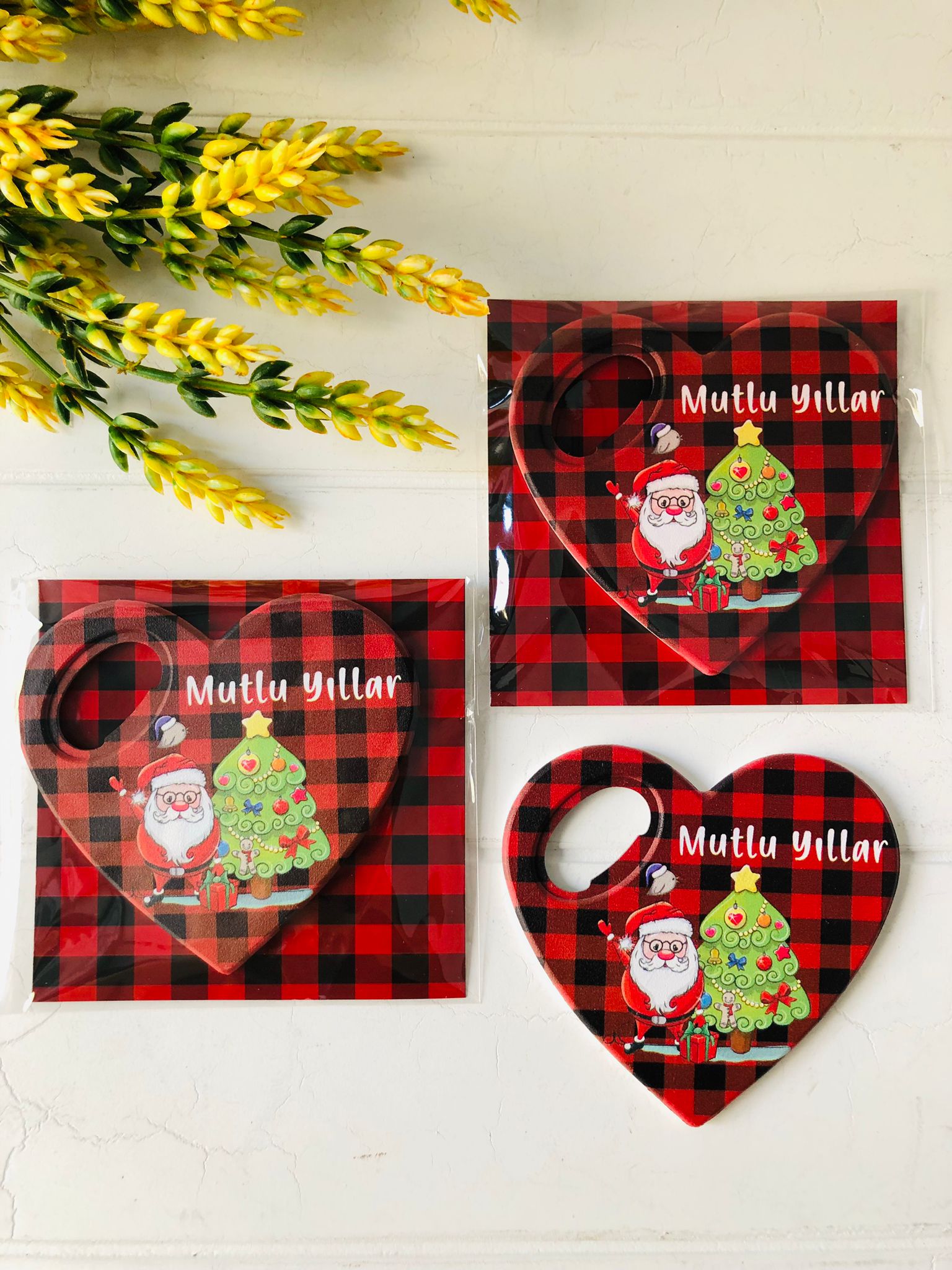 YENİ YIL TEMALI KALP MAGNET (DESENLER KARIŞIK YOLLANIR )