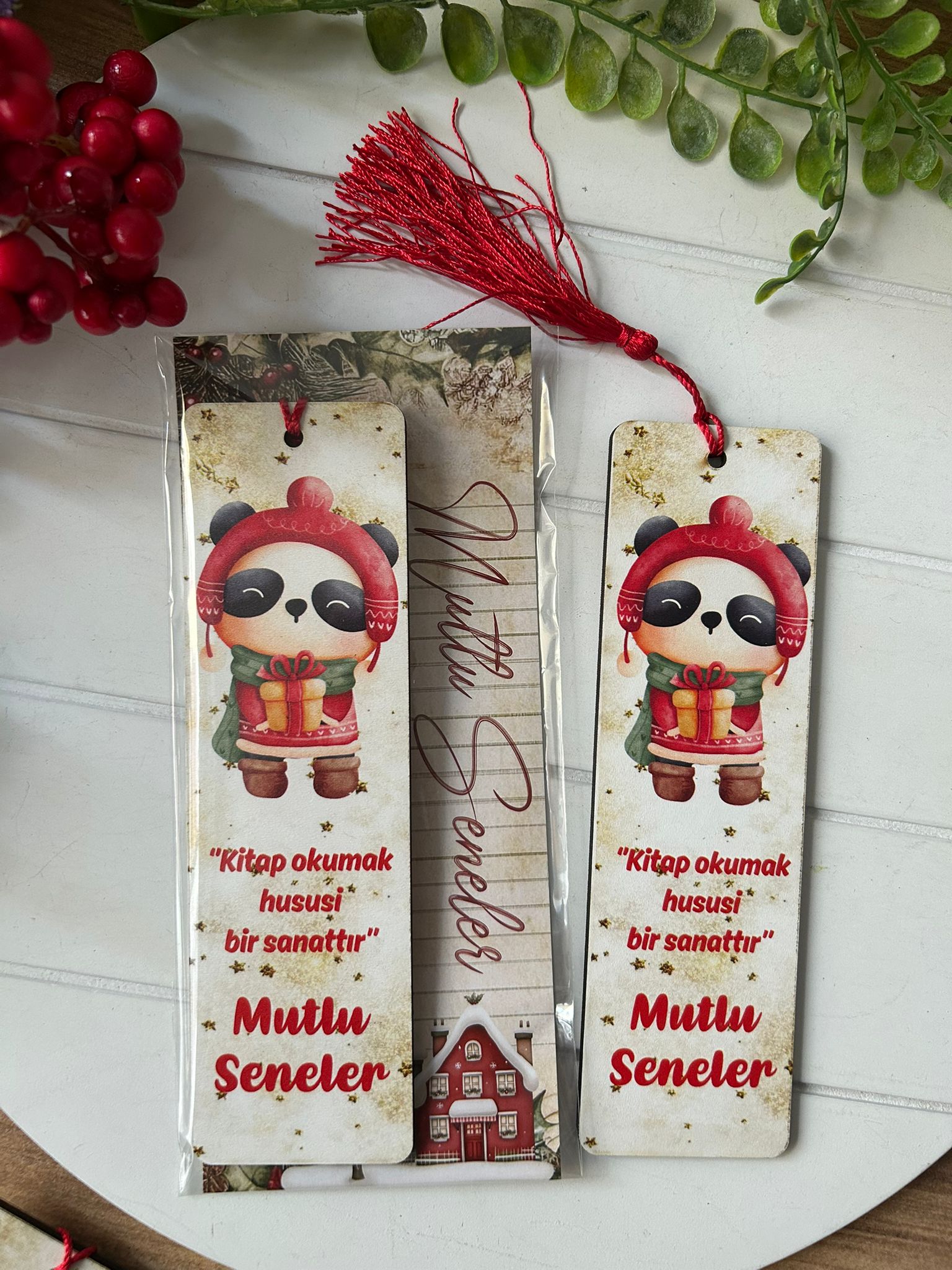Ahşap Kitap Ayraçları -Noel Yeni Yıl Temalı