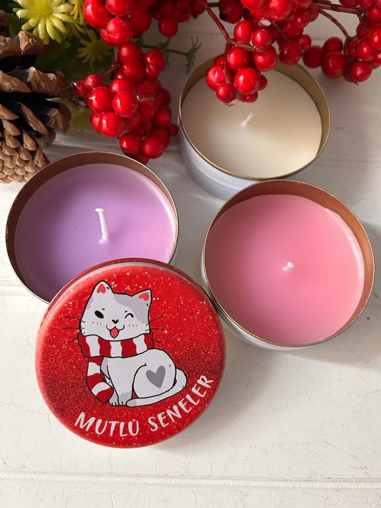 Yılbaşı-Noel-Yeni Yıl Mumlu  Mini Metal Kutu
